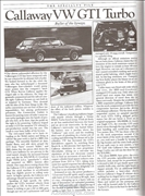 1985 Car & Driver- 1985 Car & Driver Callaway GTI Turbo